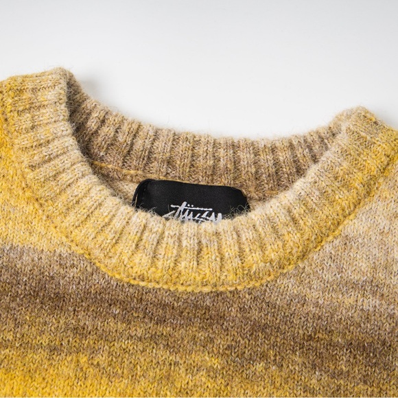 Stussy Women's Striped Crewneck Sweater - Yellow and Brown - Picture 2 of 7